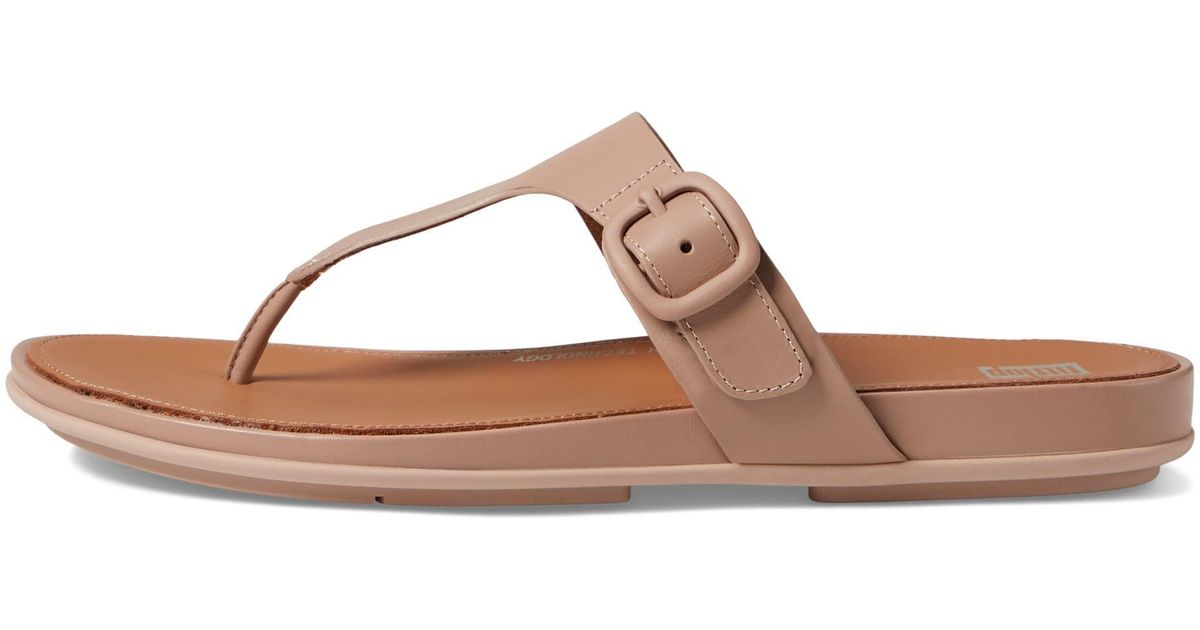 Fitflop Gracie Rubber-buckle Leather Toe Post Sandals in Brown | Lyst UK