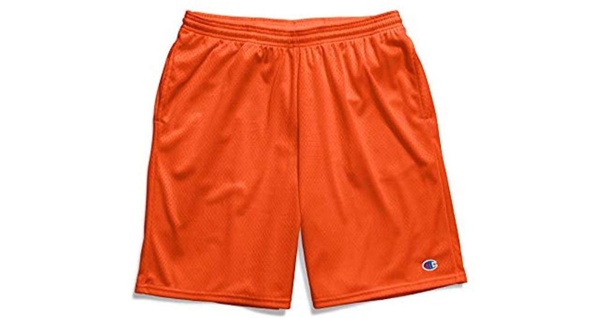 Champion Long Mesh Short With Pockets in Orange for Men - Lyst