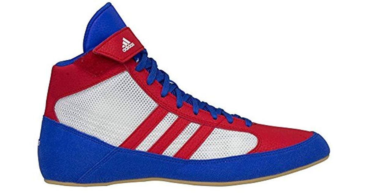 red and white wrestling shoes