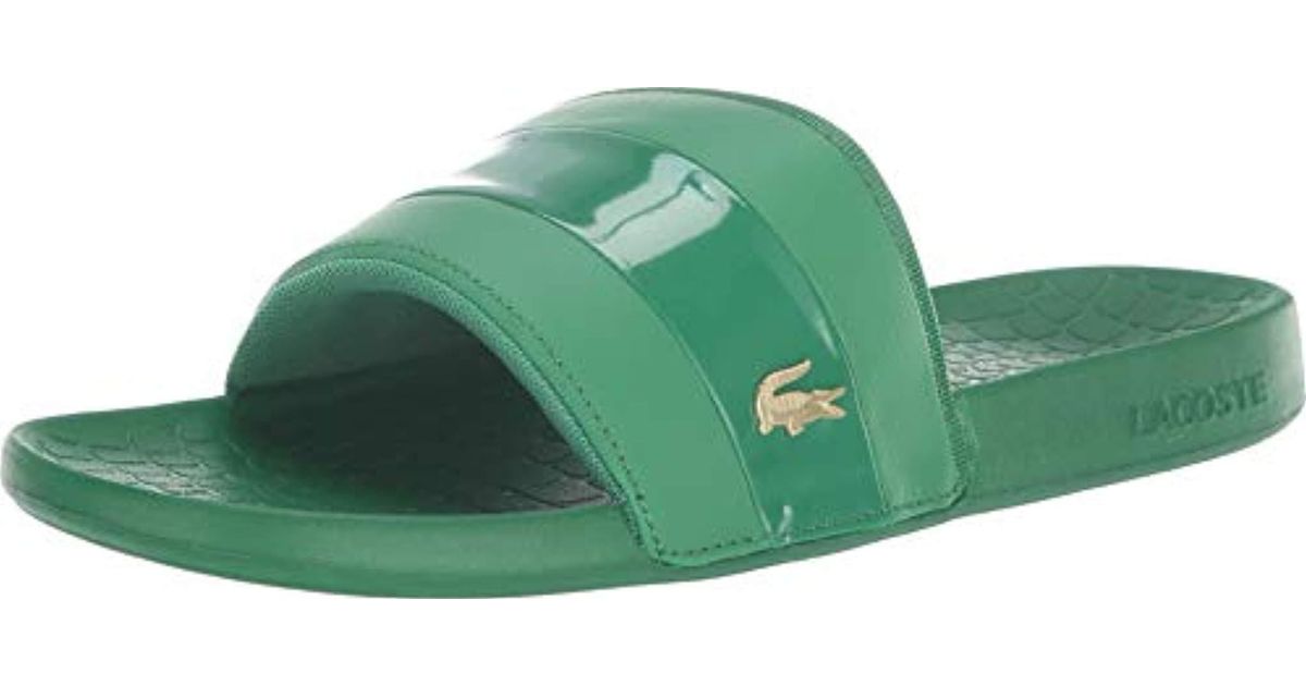 green lacoste slides