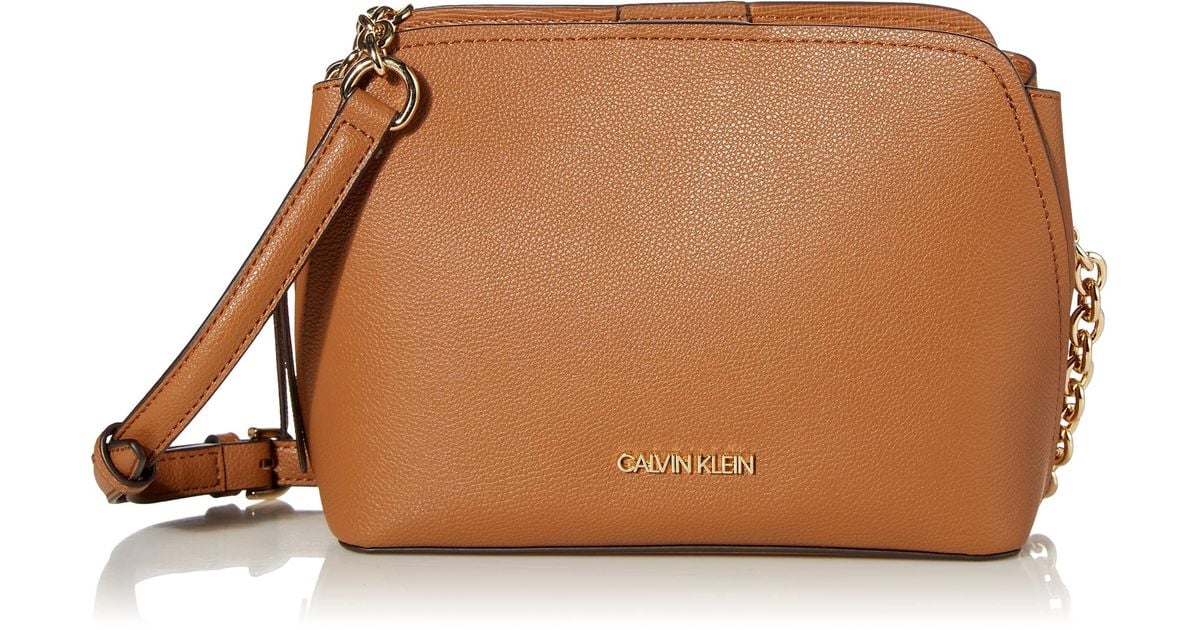 Calvin Klein Leather Hailey Micro Pebble Triple Compartment Chain