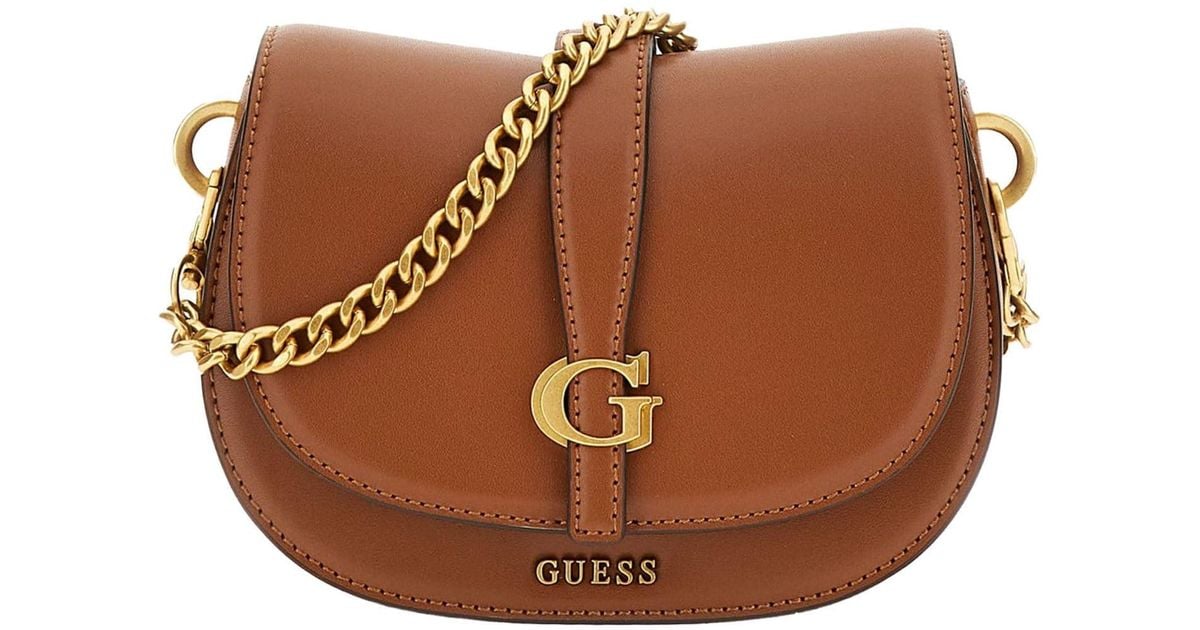 Guess Kuba Mini Crossbody Flap (Cognac) Cross Body Handbags in