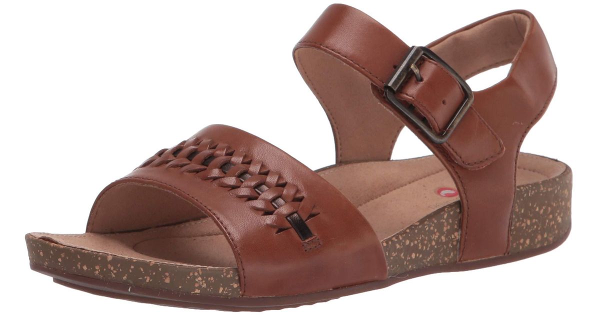 Clarks Leather Un Perri Way Flat Sandal in Dark Tan Leather (Brown) - Save  18% - Lyst