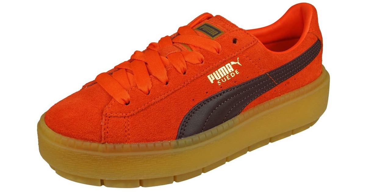 PUMA Platform Trace Block Lace Up Orange Suede Leather S Trainers 367057 03 in Red Lyst UK