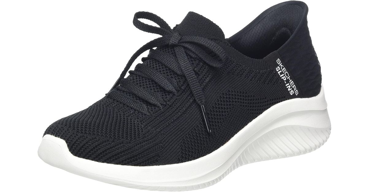skechers black ultra flex happy days trainers