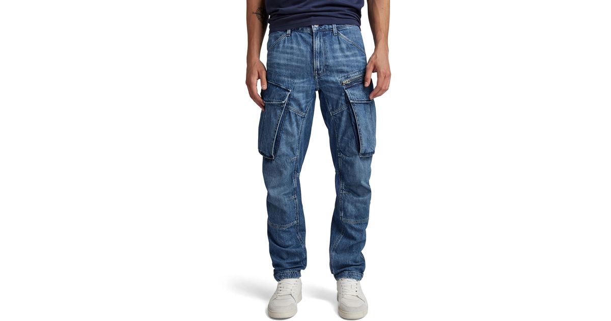 Pantaloncini Larghi G-Star Uomo Rovic, Blu/bianco - Nuovi Con Etichette