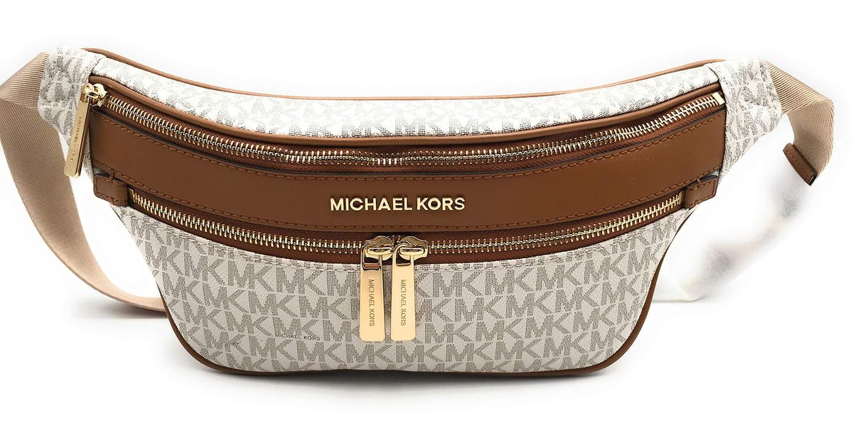 Michael Kors Leather Mk Kenly Medium Waist Pack Bum Bag Crossbody in ...