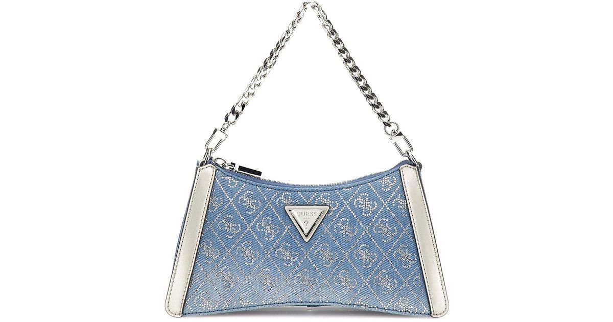 Shoulder Bag Damen Taschen Guess Sale Guess Dili Top Zip Shoulder Bag Denim  Logo In Blau Lyst DE