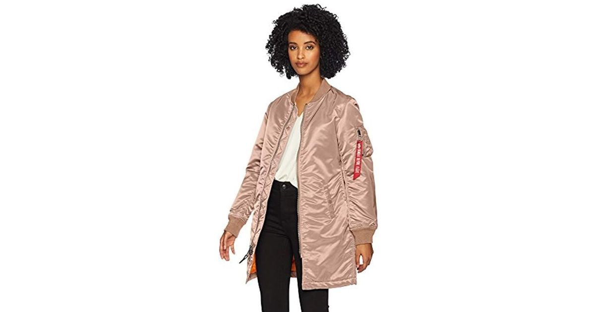 Alpha Industries Synthetic Ma 1 Long W Flight Jacket In Mauve Purple Lyst