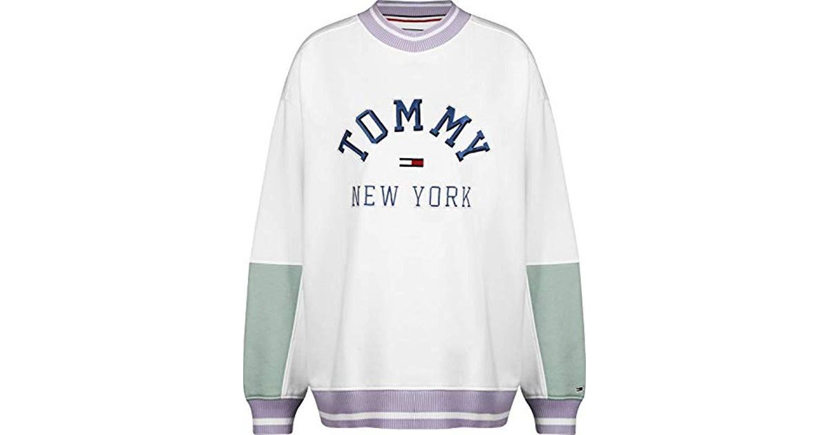 Tommy Hilfiger Cotton Pastel Colorblock W Sweater in White - Lyst