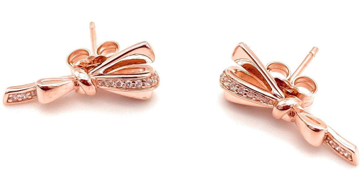 PANDORA Sparkling Bow Stud Earrings 14k 