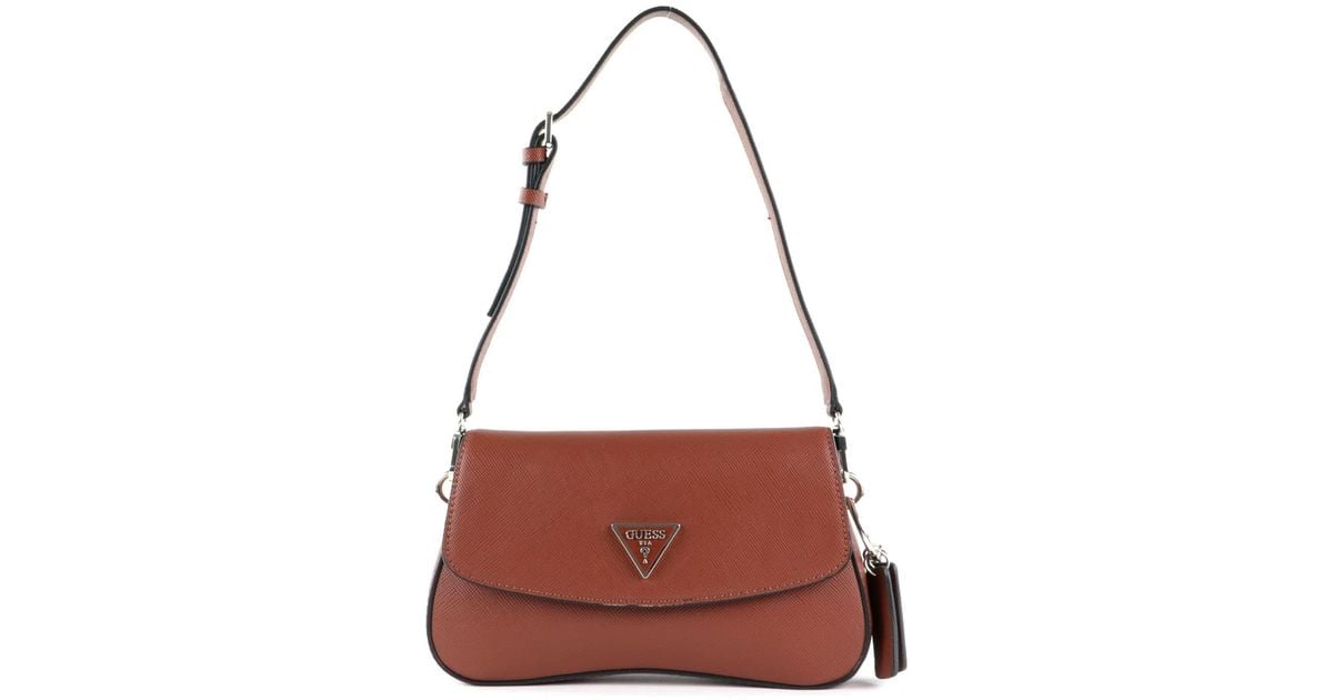 Guess Cordelia Flap Shoulder Bag Cognac in Brown | Lyst