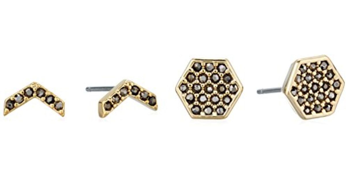 Lyst Vera Bradley Whisper Links Hexagon Stud Earrings In Metallic