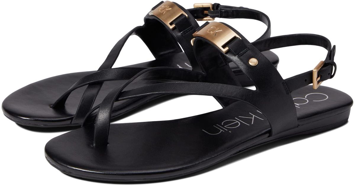 calvin klein women's sadra ankle strap flat sandals