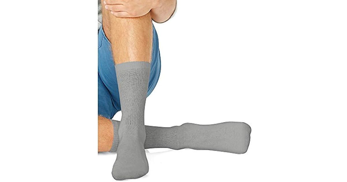 Hanes Cotton Cushion Crew Socks in Grey (Gray) for Men Lyst