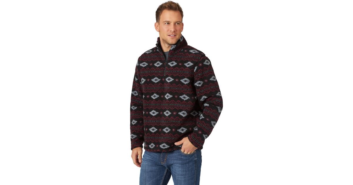 patterned sherpa pullover