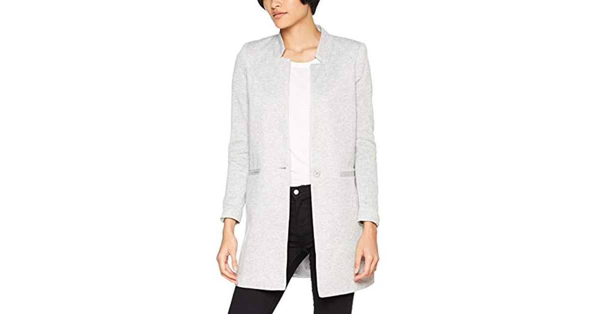 Vero Moda Vmjune Long Blazer Noos Plain Trenchcoat Long Sleeve Coat in Grey (Light Grey Melange Light g (Grey) - Lyst