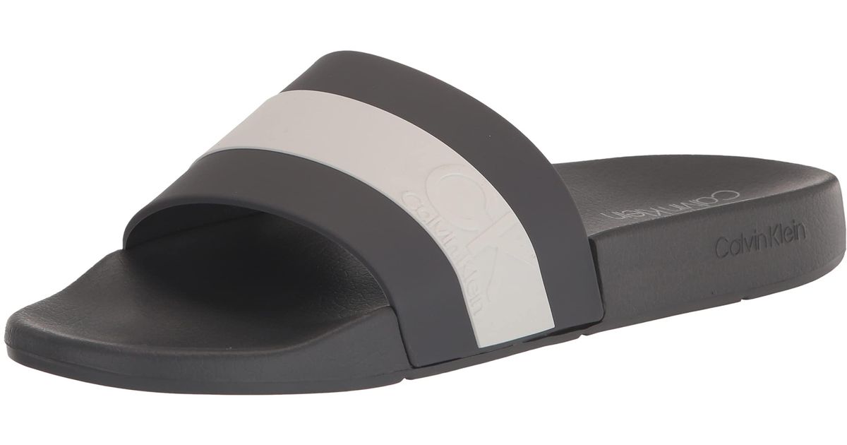 Calvin Klein Anshu Slide Slip-on Sandals in Black for Men | Lyst