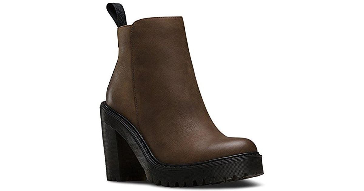 Dr. Martens Leather Magdalena Ankle Bootie in Dark Brown (Brown 