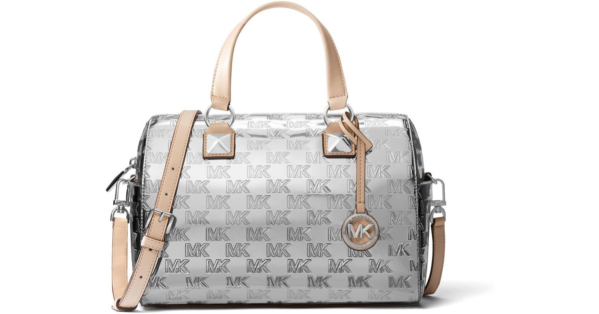 Michael Kors Grayson Medium Duffle Satchel Silver One Size in Mettallic Lyst DE