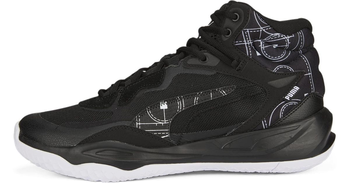 PUMA Playmaker Pro Mid Courtside Basketball Shoe in Black for Men Lyst UK