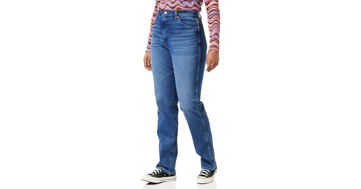 Wrangler Mom Straight Smoke Sea Jeans in Blue | Lyst UK