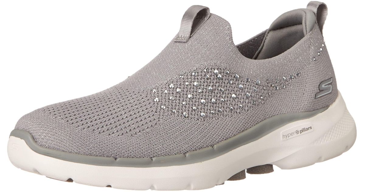 Skechers Go Walk 6 Rhinestone Slip On Sneaker in Grey (Gray) Save 53