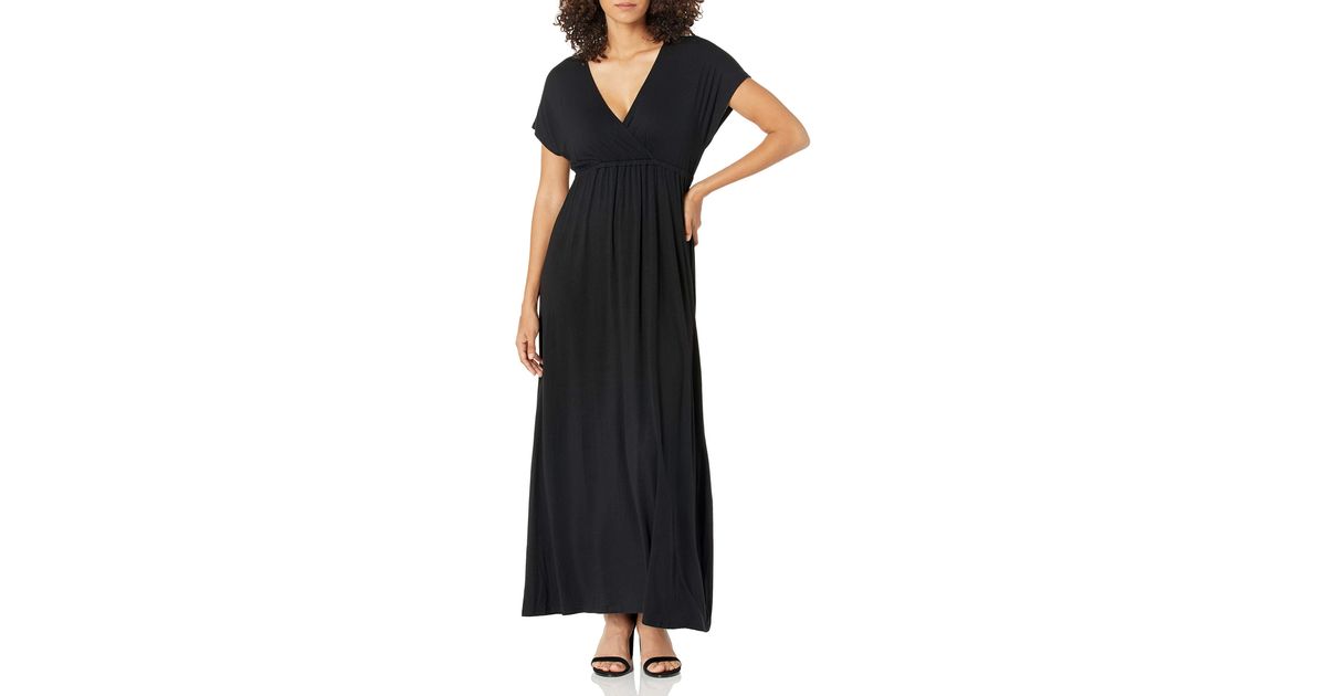 Amazon Essentials Solid Surplice Maxi Dress in Black - Lyst