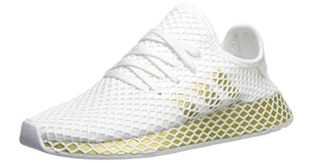 adidas Originals Deerupt Runner in White/Gold Metallic/White (White) - Lyst