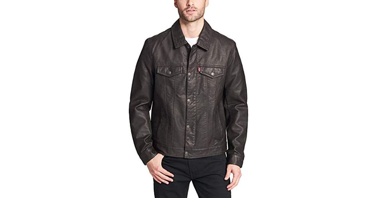 levi's men's smooth lamb touch faux leather classic trucker jacket