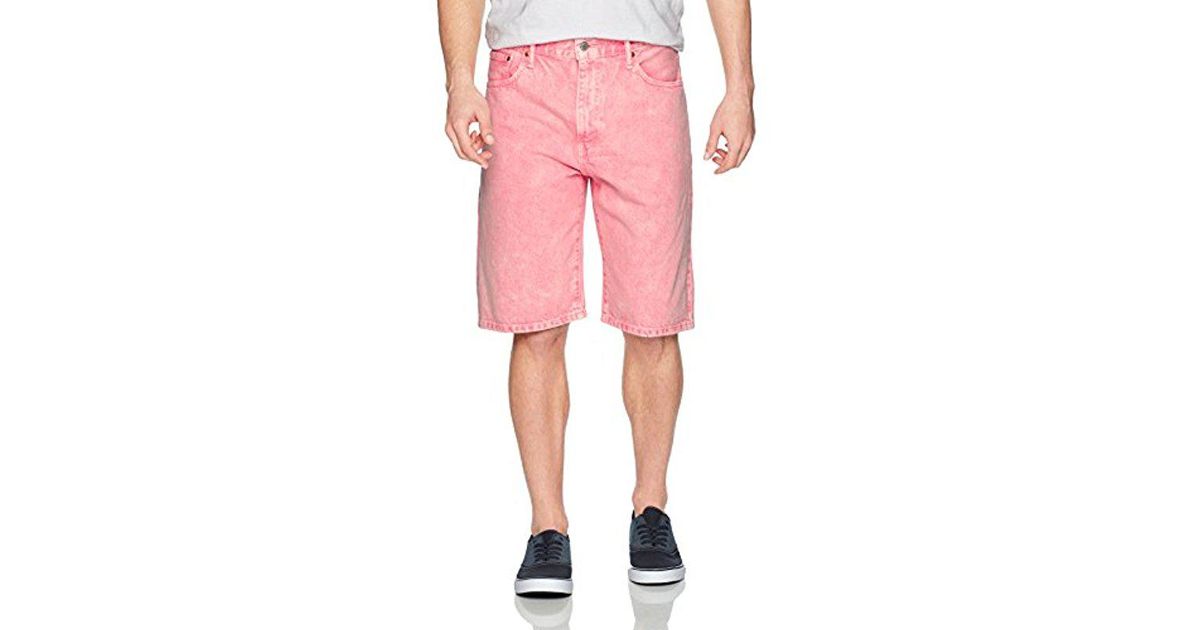 Levi's 569 Loose Straight Denim Shorts in Pink for Men | Lyst