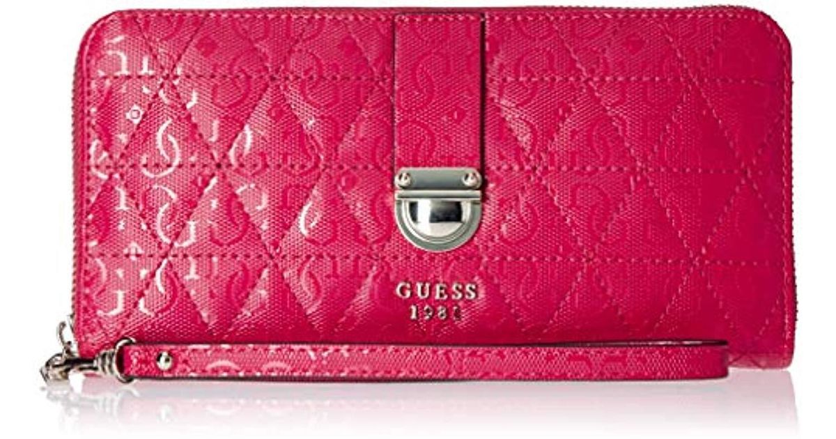 Guess Tabbi Large Zip Around Wallet in Passion (Pink) - Lyst