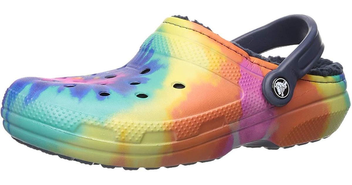 Crocs™ And Classic Tie Dye Lined Clog Fuzzy Slippers in Blue Lyst UK