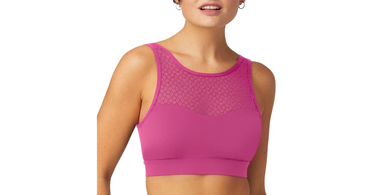 Maidenform Synthetic Pure Comfort Wireless Bra With High Neck in Pink | Lyst