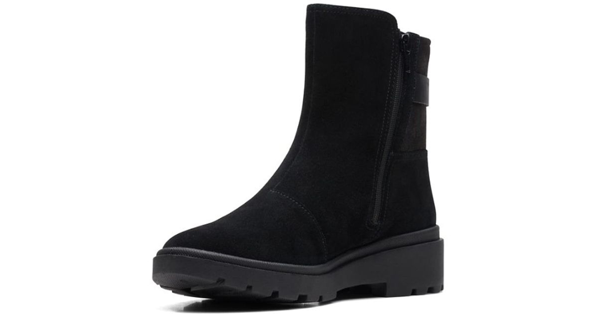 Clarks Suede Calla Mid Calf Boot in Black Suede (Black) Lyst UK