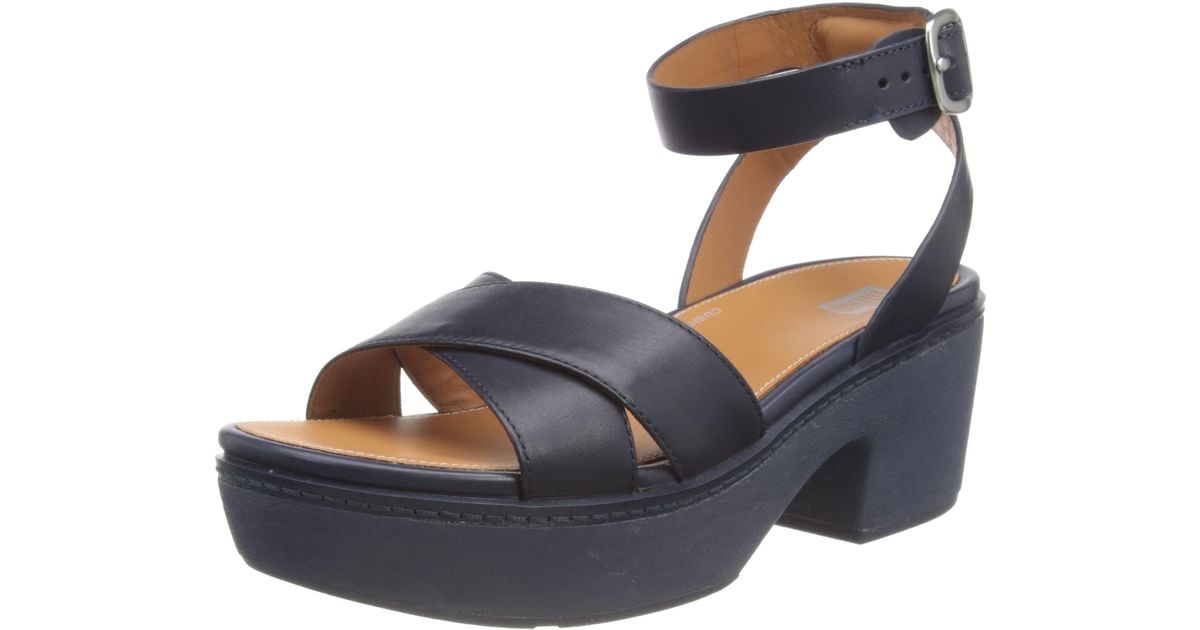 Fitflop Pilar Clog Cross Sandal Leather Stitched Welt Heeled in