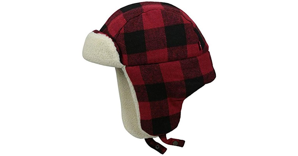 Levi's Wool Buffalo Plaid Trapper Hat With Sherpa Lining, Red ...