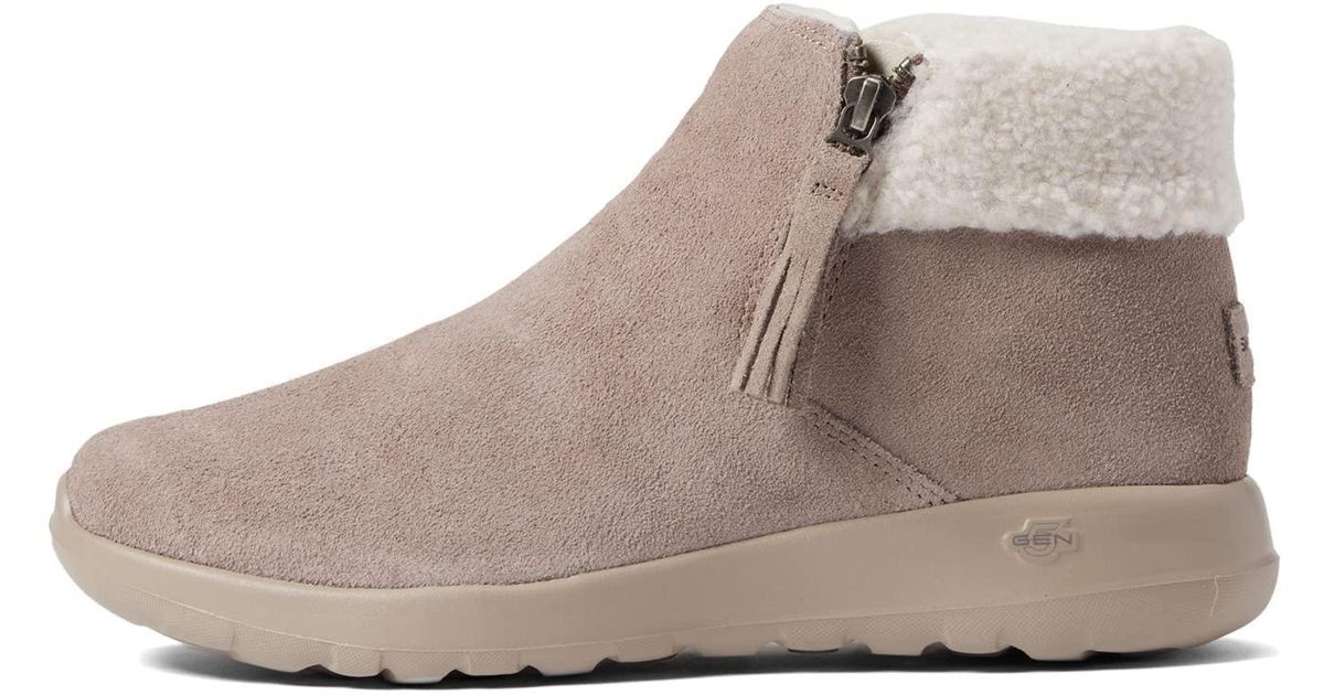 Skechers Suede Onthego Joyhappily Cozy Mid Calf Boot in Brown Save