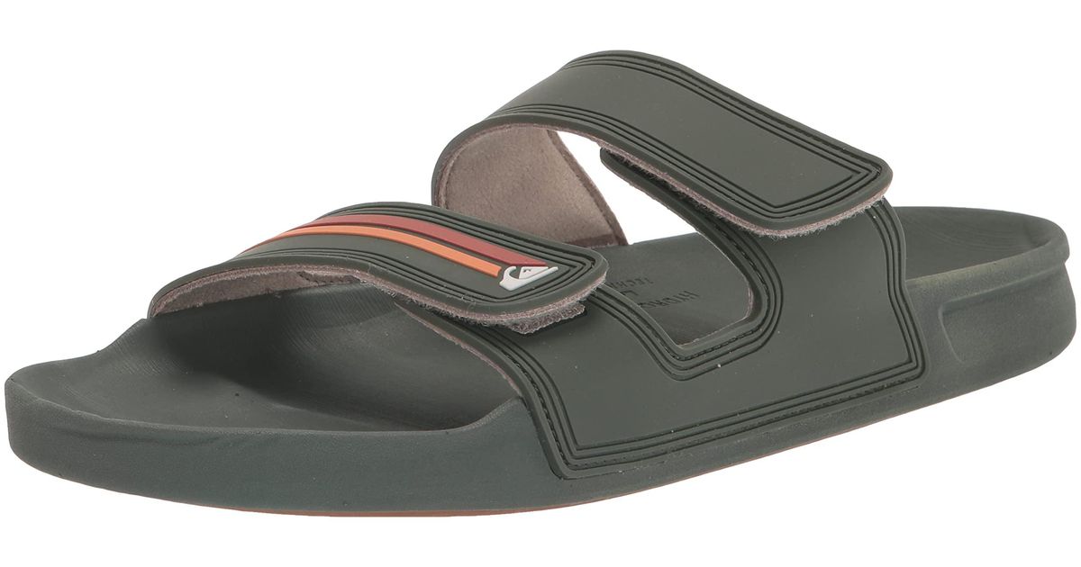 Quiksilver Rivi Double Adjust Slide Sandal in Green 1 (Black) for Men