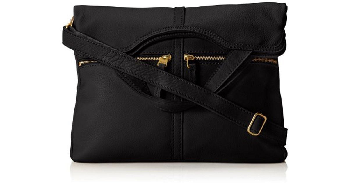 Fossil Black Erin Foldover Tote Bag