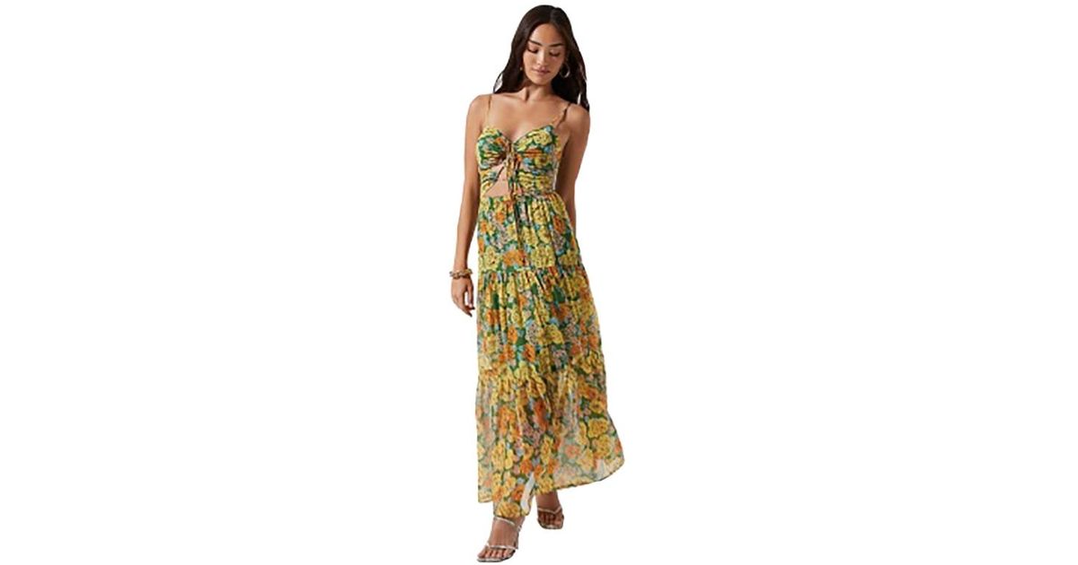 Astr Brandy Floral Cinched Front Cutout Maxi Dress | Lyst