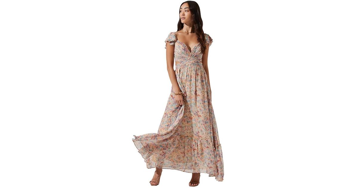 Astr Synthetic Primrose Floral Strappy Back Maxi Dress Lyst