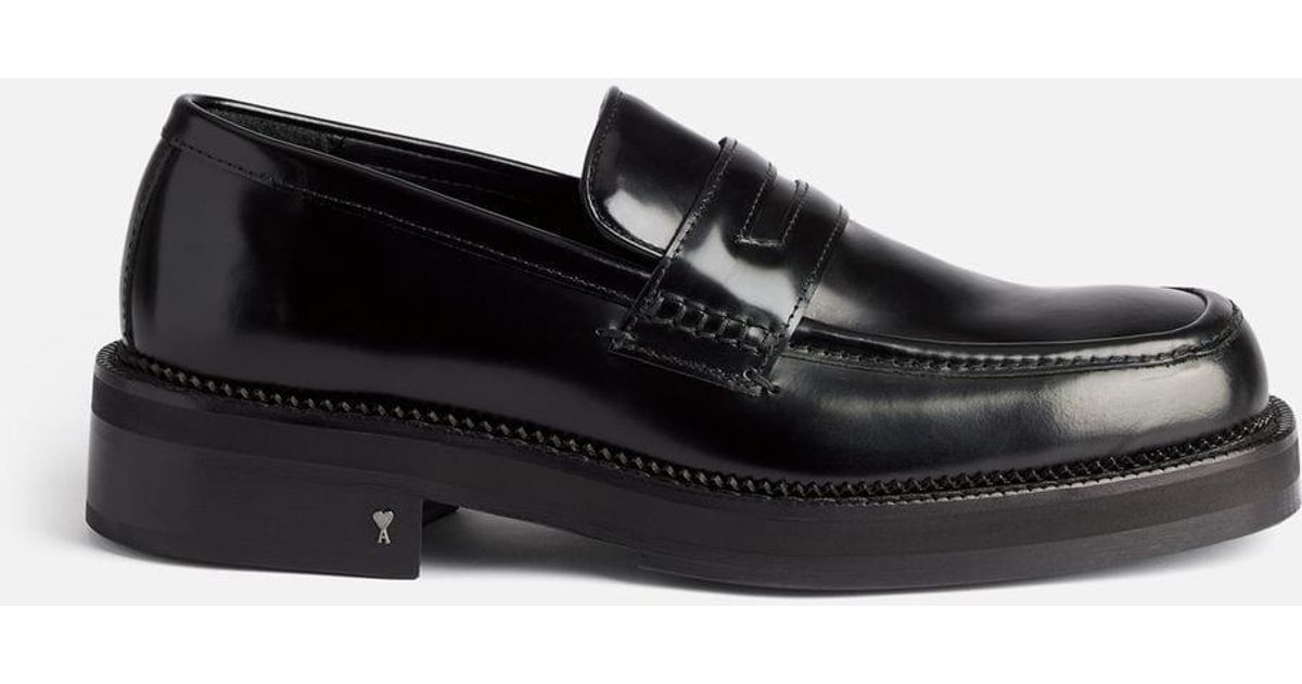 Ami Paris Square-toe Loafers in Black | Lyst