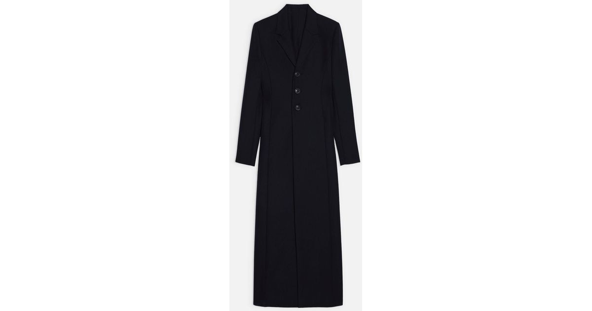 Ami Paris Long Fitted Coat in Black | Lyst