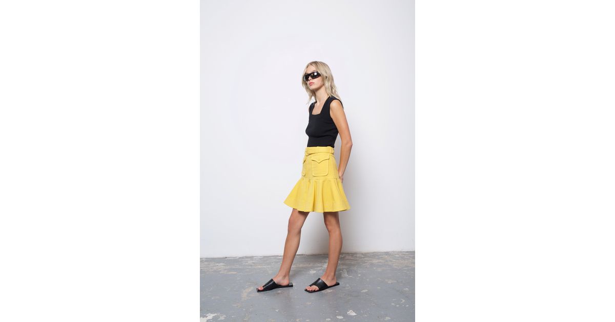 Amy Lynn Cotton Juno Patch Pocket Mini Skirt in Yellow | Lyst