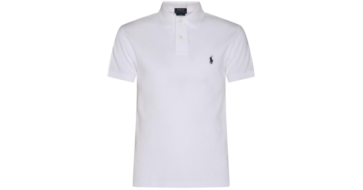 Polo Ralph Lauren And Blue Cotton Polo Shirt in White for Men | Lyst