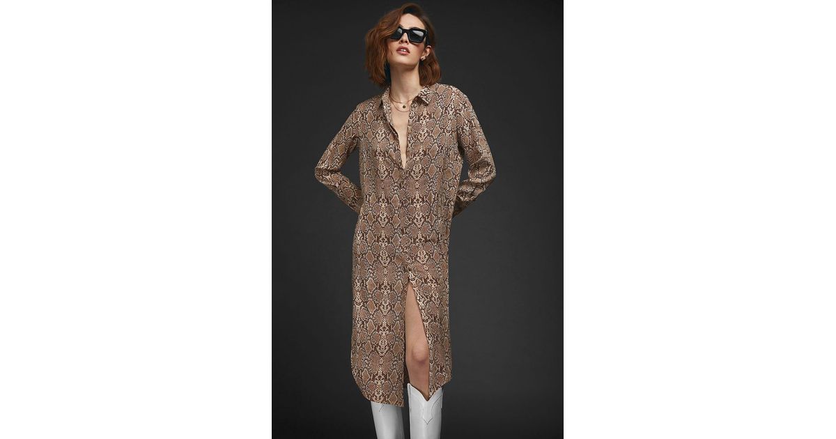 anine bing chelsea silk shirt dress