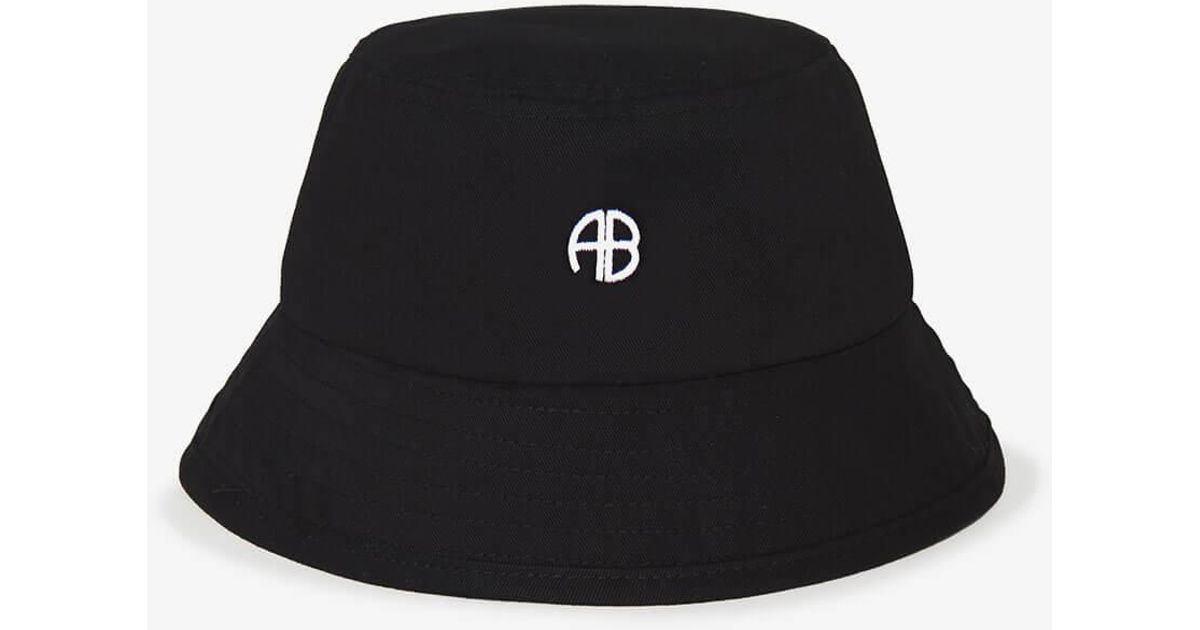 Anine Bing Satin Cami Bucket Hat Monogram in Black - Lyst