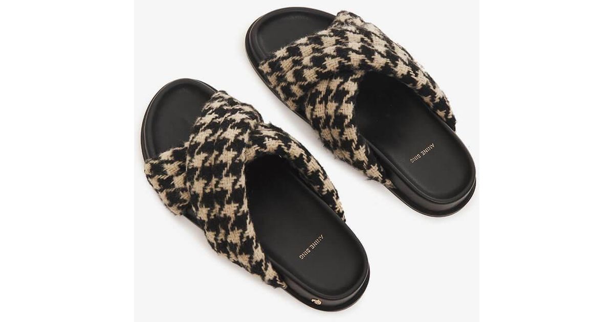 Anine Bing Leather Lizzie Slides in Black - Lyst