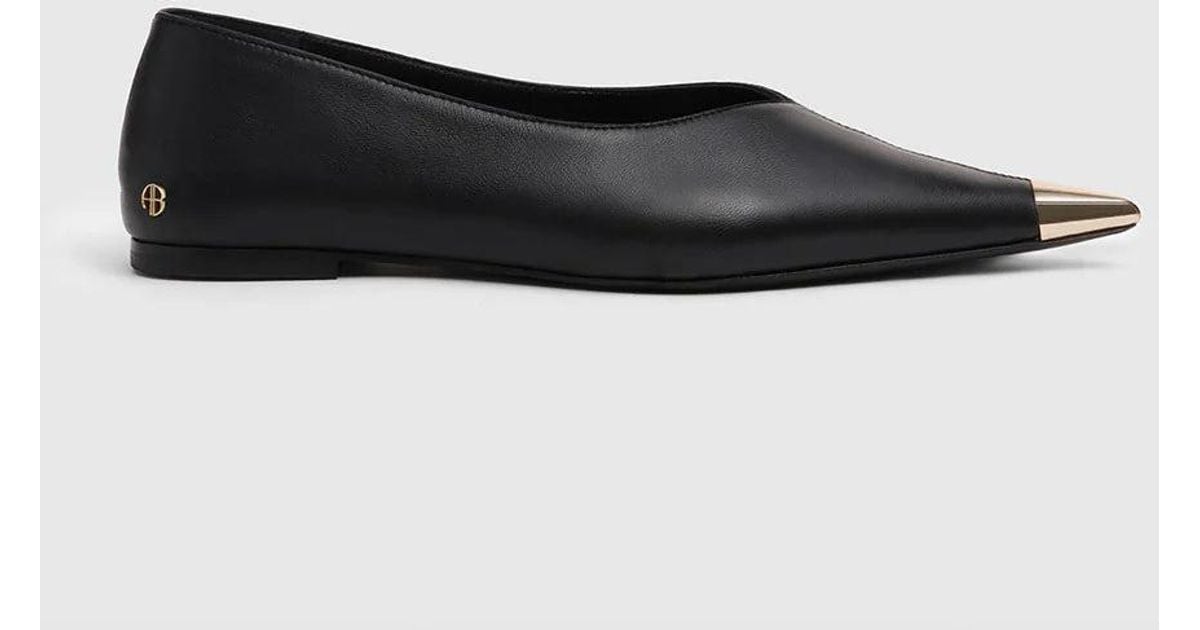 Anine Bing Nina Flats With Metal Toe Cap in Black Lyst UK